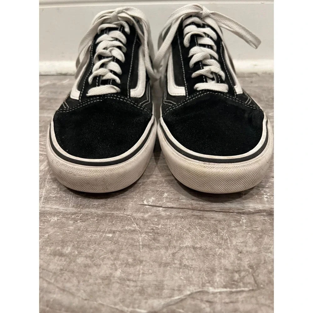 Vans Old Skool Men's 11 Black White Canvas Suede Low Top Skate Sneakers 507452